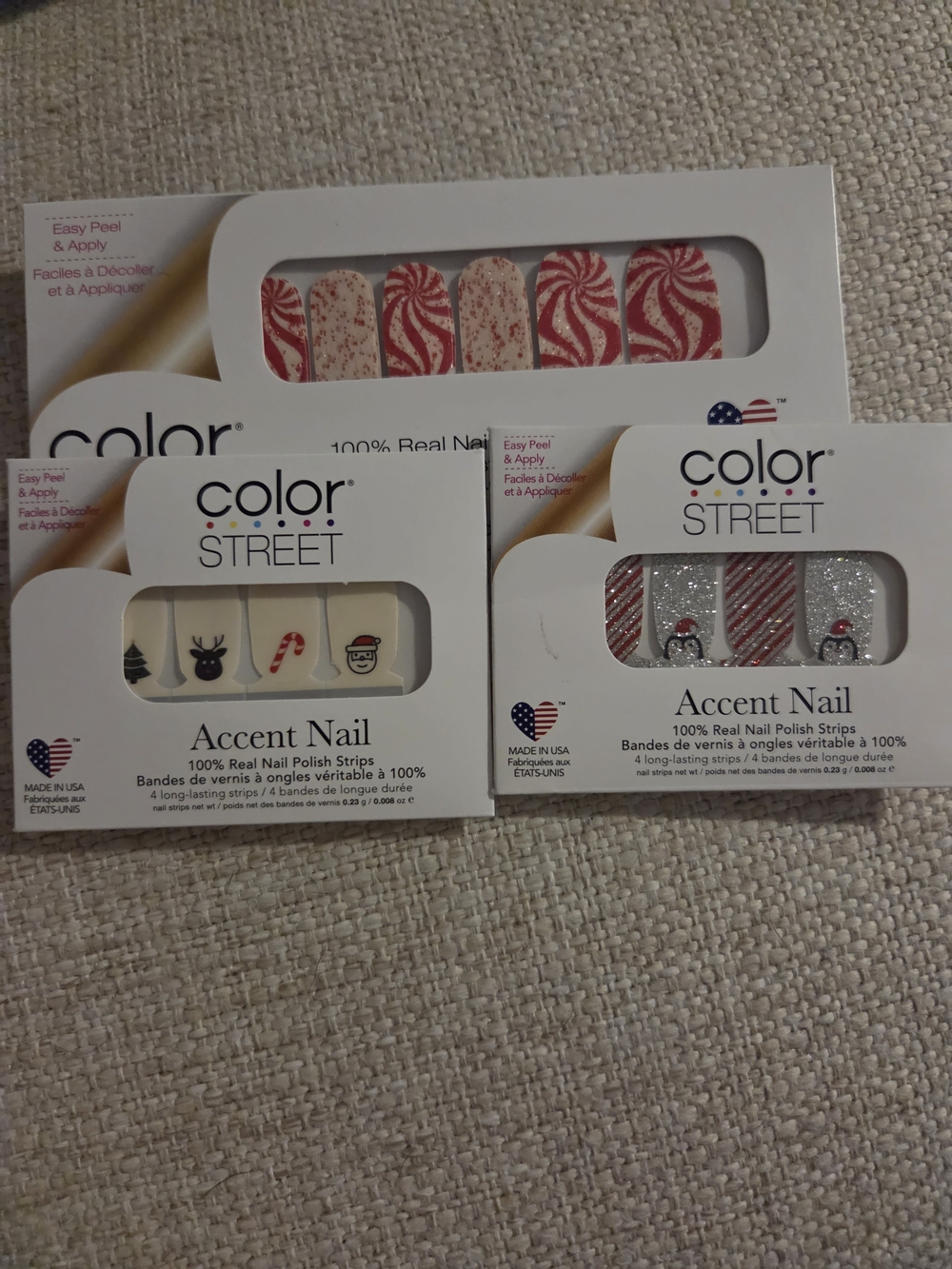 Color Street Red, White & Silver Holiday Accent Nail Strips